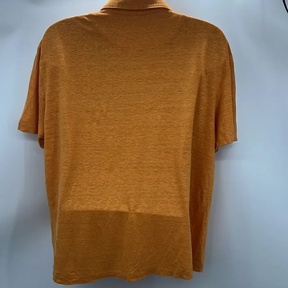 Banana Republic orange 100% linen short sleeve shirt
